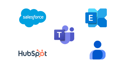 Mögliche Integrationen von vPBX: Salesforce, Microsoft Teams, Microsoft Exchange, Hubspot.